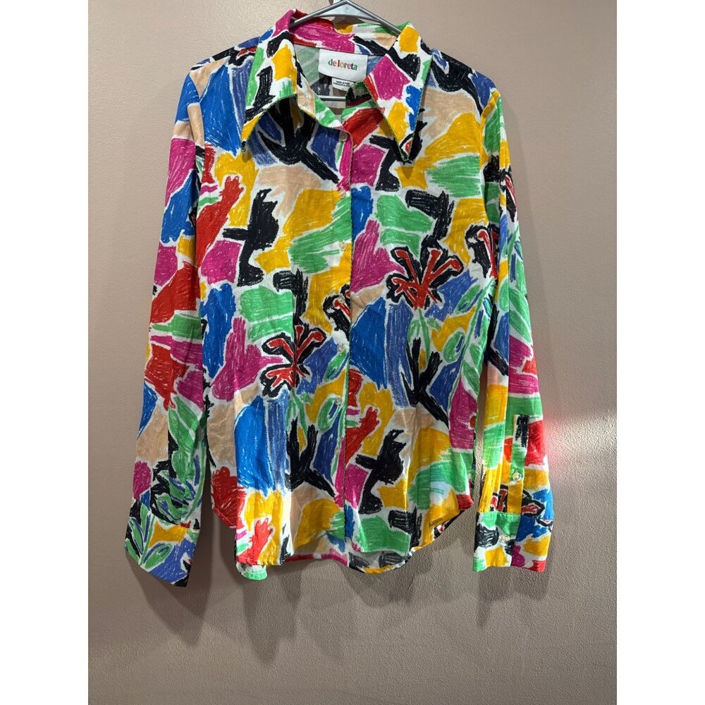 Deloreta Puru Large Multicolor Long Sleeve Button-Up Shirt